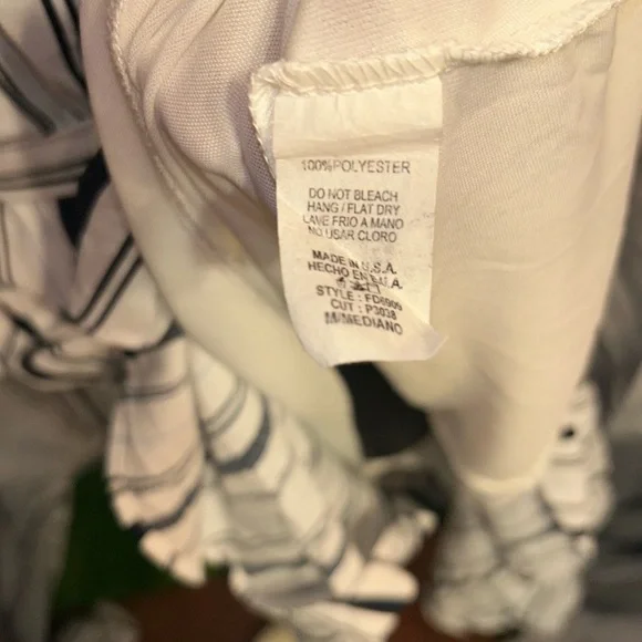 FLAMINGO Blue & White Striped Midi 3/4 Bell Slv, Slip on Dress & slip Sz.M - Picture 13 of 13